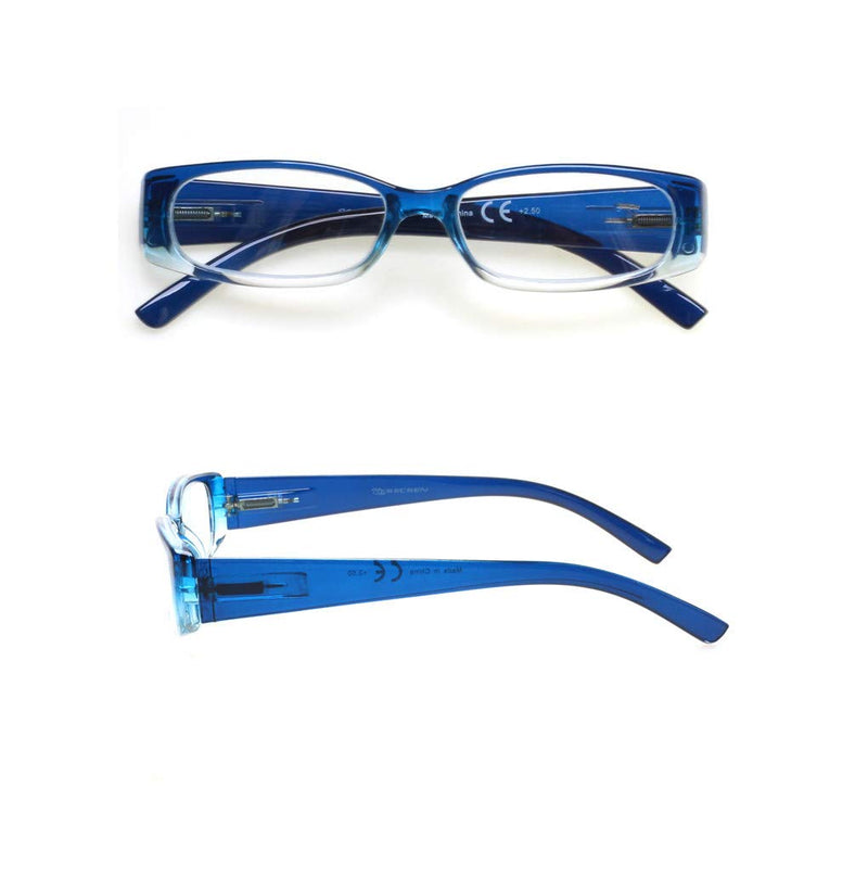 [Australia - AusPower] - 5 Pack Spring Hinge Reading Glasses Rectangular Fashion Quality Readers for Men and Women (5 Pack Mix, 2.5) 5 Pack Mix 2.5 x 