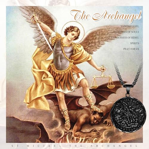 JewelryWe Men’s St Christopher Necklace - Stainless Steel Religious Medal Pendant Travel Traveler Protection Catholic Jewelry michael black