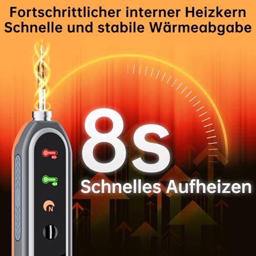 Battery Soldering Iron Set Wireless USB-C 8s Heating 180-450°C 1600mAh | Wireless USB-C soldering iron for electronics and DIY. Fast heating in approx. 8 seconds, 180-450°C temperature control.