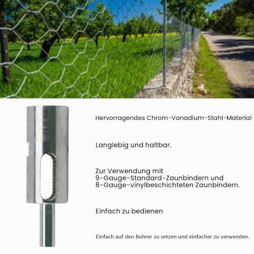 Fence Wire Twisting Tool, 9 Wire, Wire Twisting Tool, Chrome Vanadium Steel, 9 Cable Wire Fence Drill Chuck Tool
