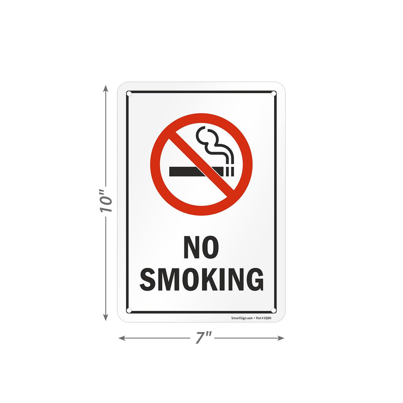 SmartSign No Smoking Sign (Pack of 4), 7 x 10 Inches, 40 Mil Aluminum, Laminated, Pre-drilled Holes, Made in USA 7" x 10" - Pack of 4