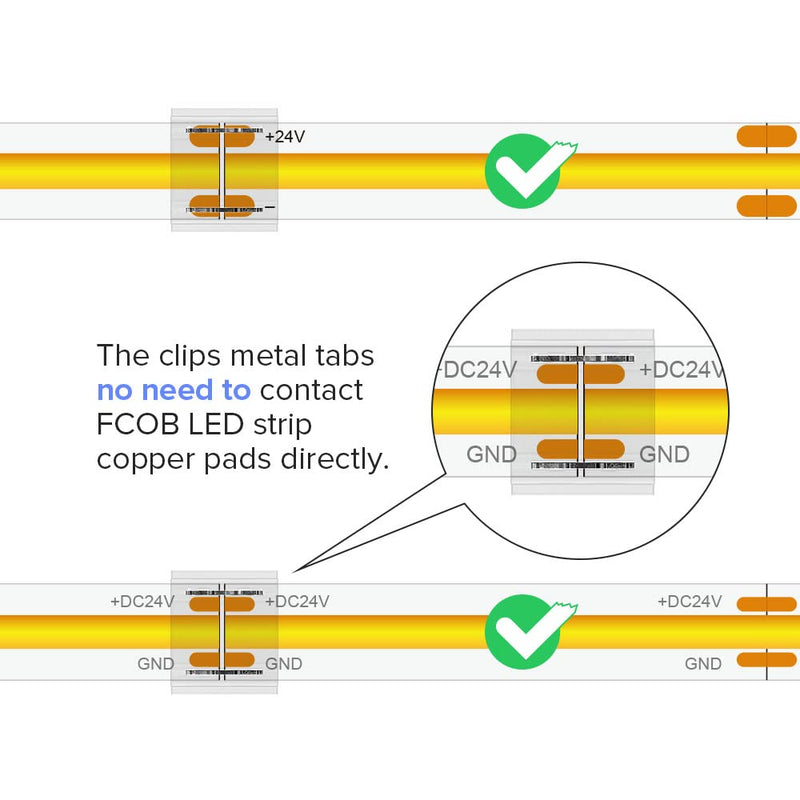 BTF-LIGHTING FCOB COB 8 mm 0.31 in Connector Kit 19 Pieces | 14 x transparent connectors, 5 x 15 cm, 20 AWG extension cable for gap-free soldering and FCOB corner connections 2pin 8mm