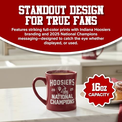 Indiana Hoosiers 2025 National Champions Ceramic Sculpted Mug 16oz Crimson Mug