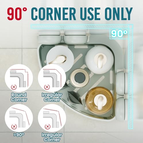 TAILI Corner Shower Caddy Suction Cup, Plastic Shower Shelf Suction, Grey 2 x Grey