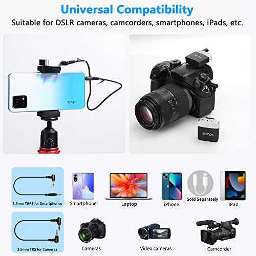 BOYA Wireless Lavalier Microphone 2.4GHz Duan Channel Wireless Micrrophone System with Transmitter and 1 Receiver for Camera iPhone Android Phone Video Recording YouTube Vlog Live Streaming (BY-M1V1) BY-M1V1