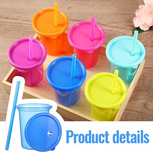 Nuanchu 24 Pcs Cups with Lids and Straws Reusable Tumbler Cups with Self Stickers Plastic Water Bottle Iced Coffee Travel Mug Adults Plastic for Party (Bright Colors) Bright Colors