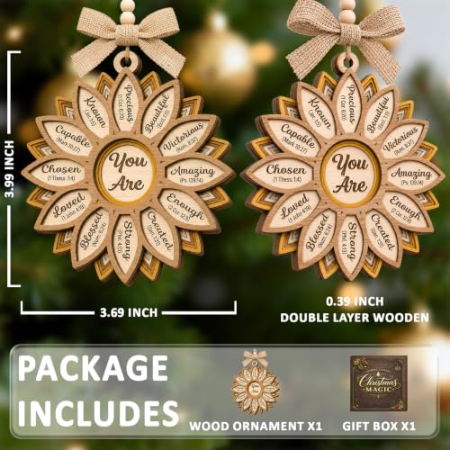 Sunflower Christmas Ornaments, Christian Religious Gifts for Women, Friends