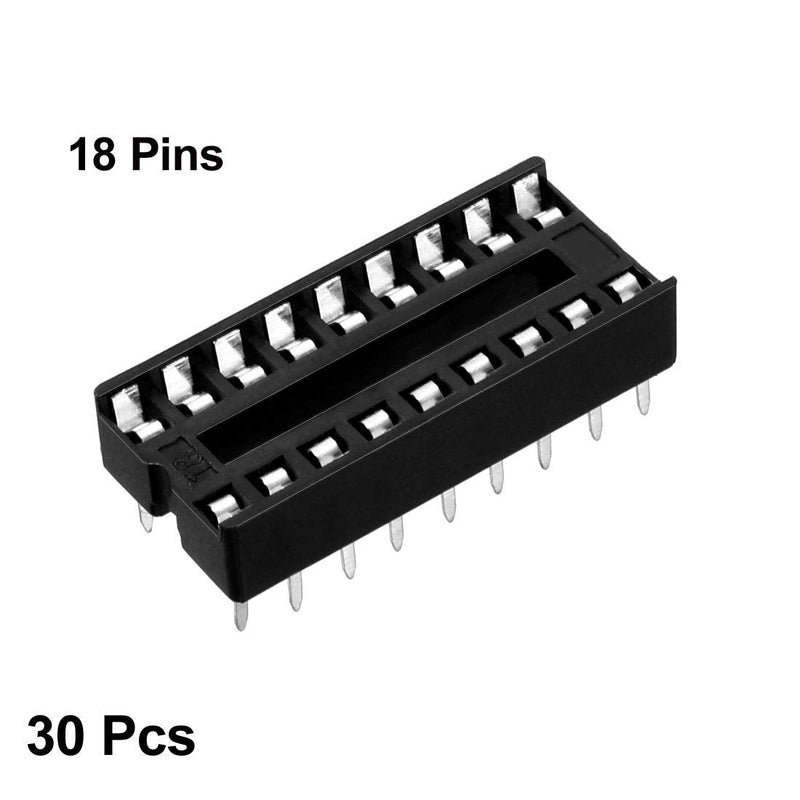 [Australia - AusPower] - uxcell 30pcs DIP IC Chip Socket Adaptor 2.54mm Pitch 7.6mm Row Pitch 2 Row 18 Flat Pins Soldering 