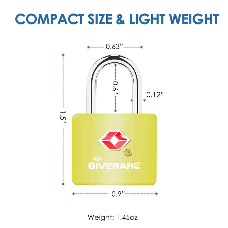 [Australia - AusPower] - 4 PACK TSA Approved Travel Luggage Locks with Keys, Solid Brass Copper Keyed Padlock, ABS Plastic Covered Small Locks for Suitcase, Backpack, Gym Locker, Jewelry Box-by GIVERARE 