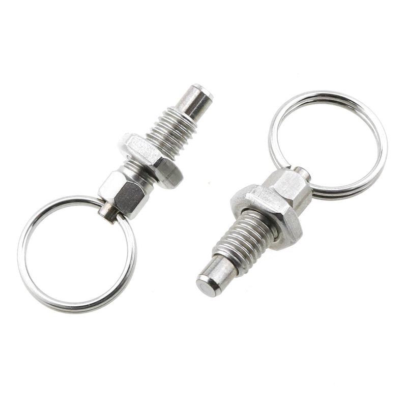 [Australia - AusPower] - 2pcs Spring Plunger with Pull Ring M6 Index Plunger with Ring Pull Spring Loaded Retractable Stainless Steel Locking Pin 