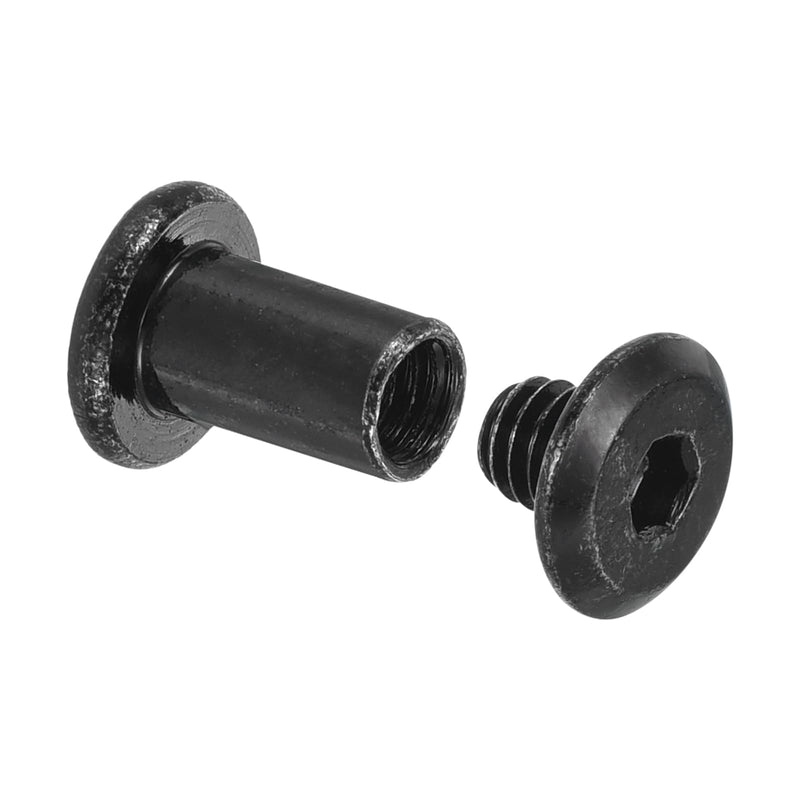 [Australia - AusPower] - uxcell 20 Sets Screw Post, Male M4x4mm Stainless Steel Screw Rivets, Female 5x8 Hex Drive Binding Screws Belt Buckle Binding Bolts Leather Fastener with 1Pcs Wrench, Black Φ5x8mm 