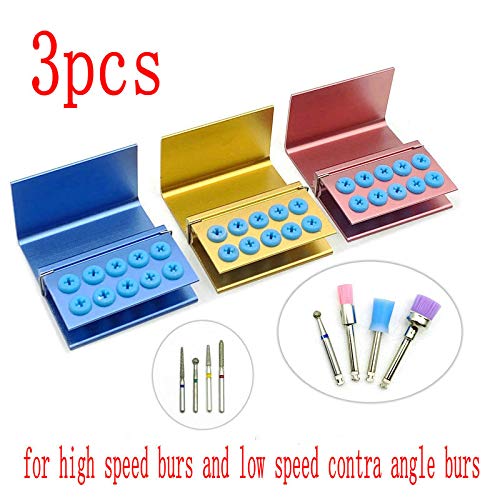 [Australia - AusPower] - 3pcs 10 Holes Dental Burs Holder Block Case with Silicone Dental Autoclavable Burs Holder 
