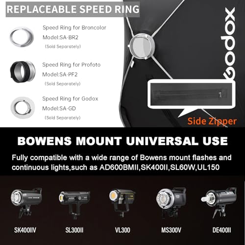 Godox Quick Release Softbox UL-12"x18",Bowens Mount Umbrella Softbox 30 x45 cm