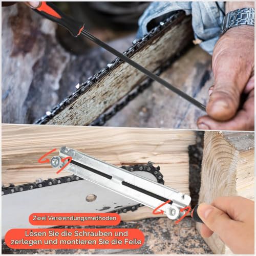 Set of 4 Files for Chainsaw File Set, 3.2 mm, 4.0 mm, 4.8 mm, 5.5 mm Round File Chainsaw Sharpening Files, Round Files for Chainsaw File, Chainsaw Files Set, Metal Saw Chain Files, with 1 Mandrel