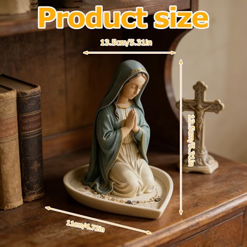 Virgin Mary Statue, Mother Mary Statue, Our Lady Prayer Rosary Box, Elegant Resin Catholic gifts for Use In Prayer And Religious Decoration