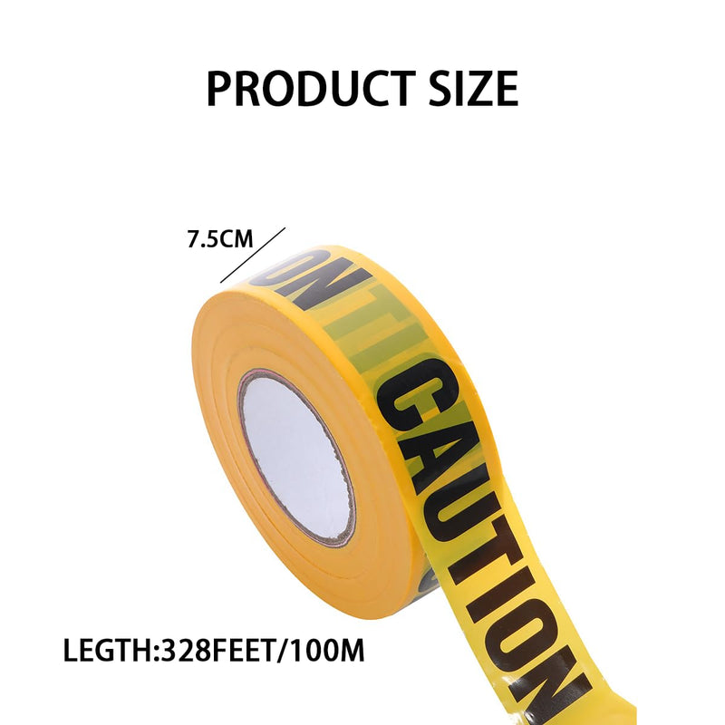 Caution Tape, Barrier Tape, 2.9" Wide x 328 Feet Construction Warning Safety Tape, for Danger,Hazard Areas,Crime Scene, Halloween Party Decorations,etc