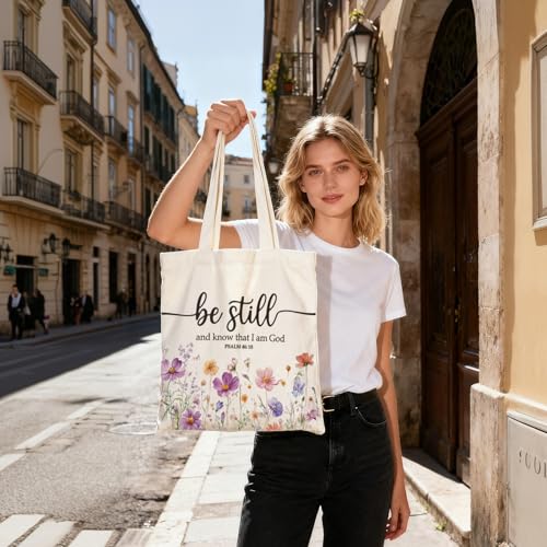 Christian Gifts for Women, Christian Tote Bag for Church and Study, Large Canvas Bible Bag for Women, Religious Gifts for Daily Commute and Services