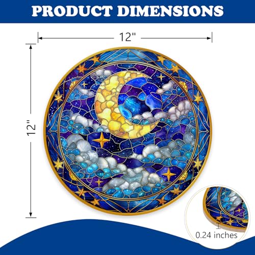 Moon Suncatcher Stained Glass Window Front Door Sign Moon