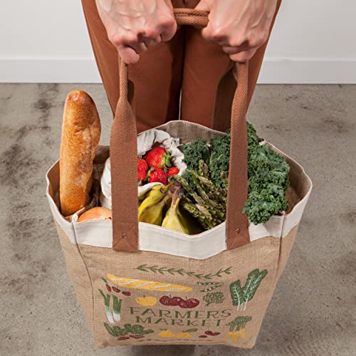 Now Designs reusable shopping tote bag for farmers market, featuring sturdy fabric and spacious interior for groceries.