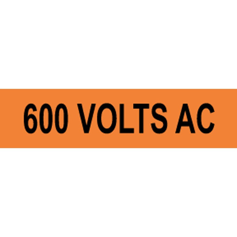ComplianceSigns.com 600 Volts Ac Safety Label Decal, 4x1 inch 10-Pack Vinyl for Electrical Pipe Markers