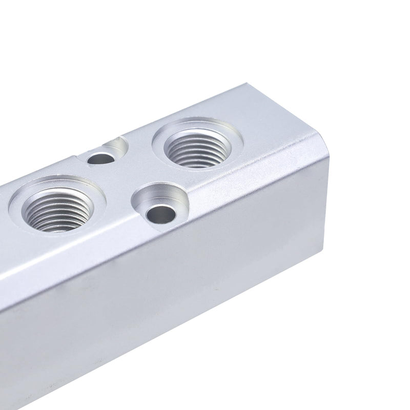 [Australia - AusPower] - Antrader 4 Way Pneumatic Manifold Air Distribution Block,4 Way 6 Port Aluminum Alloy Air Compressor Manifold Distribution Block 1/2"PT Input Port 1/4"PT Output Port,1Pcs 4 Way 6 Port Silver 