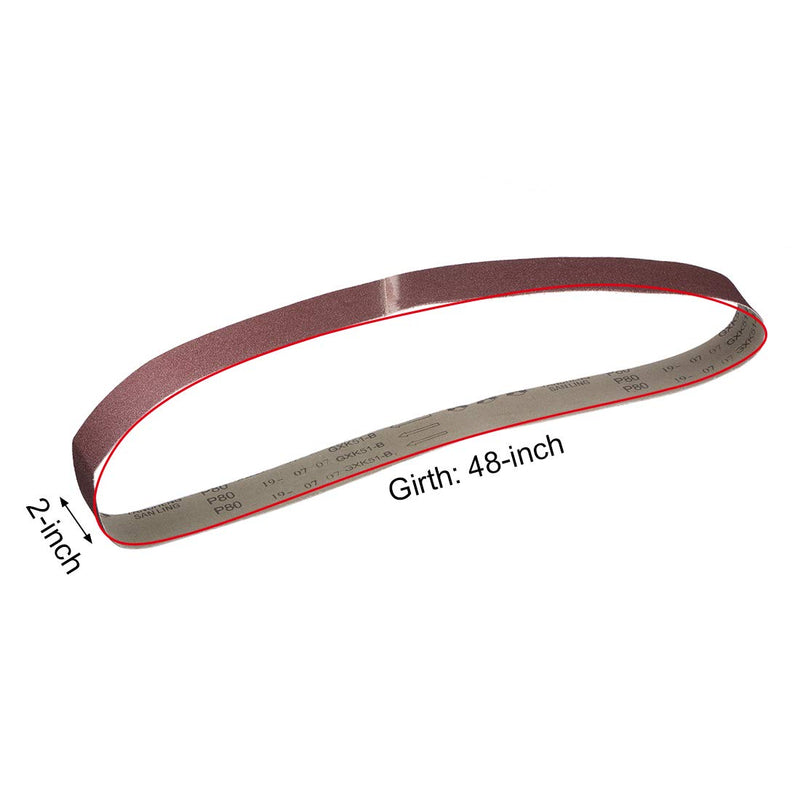 sourcing map 4 Pcs 2" x 48" 80 Sand Aluminum Oxide Sanding Belt | Aluminum Oxide, 50mm x 1220mm, 80 Sand Grit
