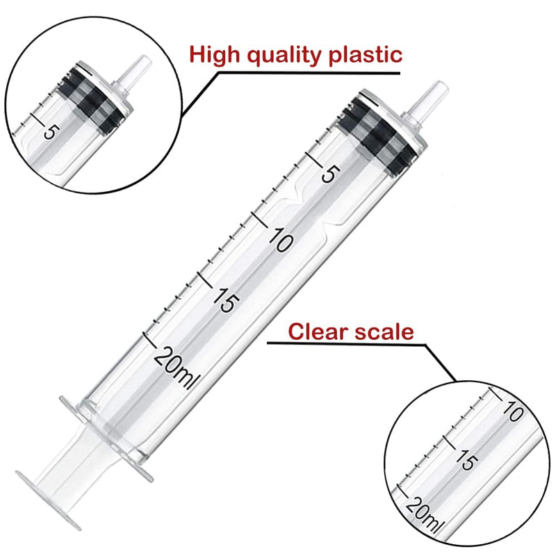 [Australia - AusPower] - 10 Pack 20cc Syringes, 20ml Plastic Syringe Individually Sealed Without Needle for Liquid, Dog Cat Syringe, Glue Applicator, Colostrum Collection (20ML) 