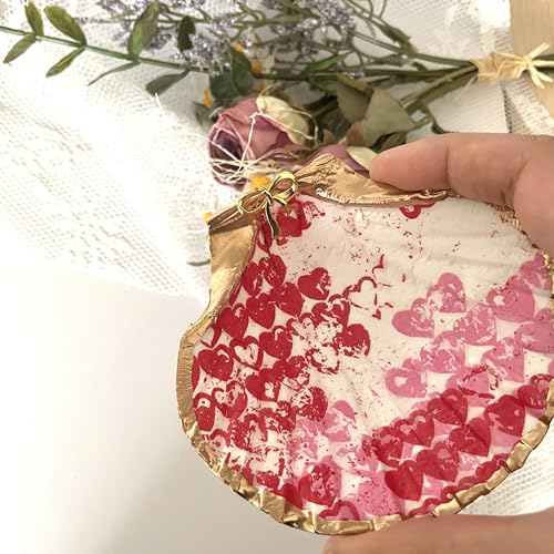 Distressed Hearts Bridal wedding Gifts for Women Jewelry Tray Room Decor, Handmade Organic Shell Trinket, Ring Dish for Teacher, Mom I Birthday, Wedding, Engagement Valentines Graduation Gift