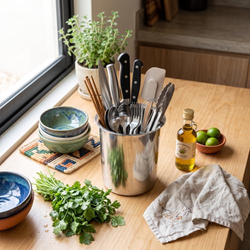 HEEPDD Stainless Steel Kitchen Utensil Holder, Countertop Organizer for Cooking Utensils, Silverware, Chopsticks, 5.4 x 3.4 Inch, 3 Pack