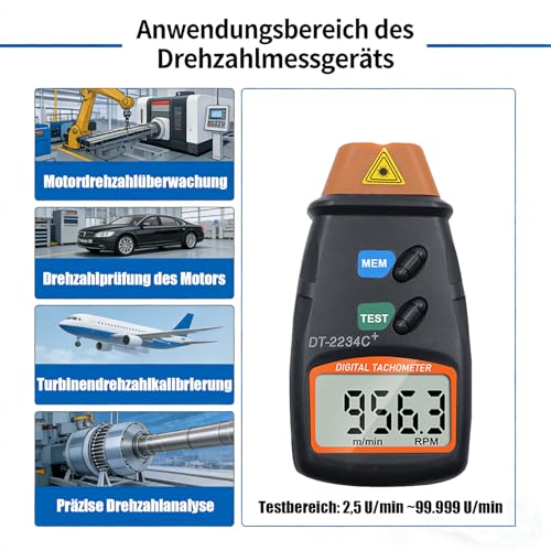 Professional Digital Tachometer with Data Storage Function | Non-contact digital laser photo tachometer