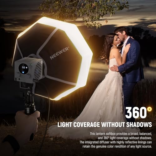 NEEWER Lantern Softbox for HS60B FS100B FS60C HB60B LED Video Light, 12" Quick Release 360° Omnidirectional Mini Light Diffuser(Not Bowens Mount) for Studio Photography Video Recording Streaming, NS7L
