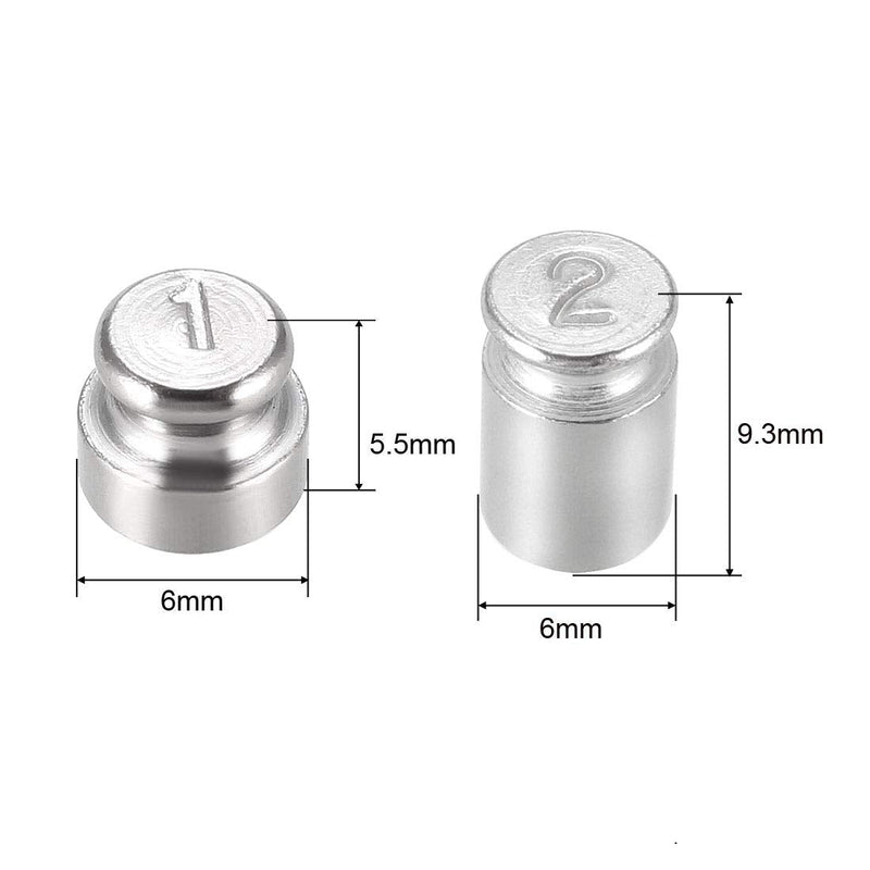 sourcing map Set 1g 2g 5g 10g 20g M1 Precision Gram Calibration Weight | Chrome plated steel, digital scales