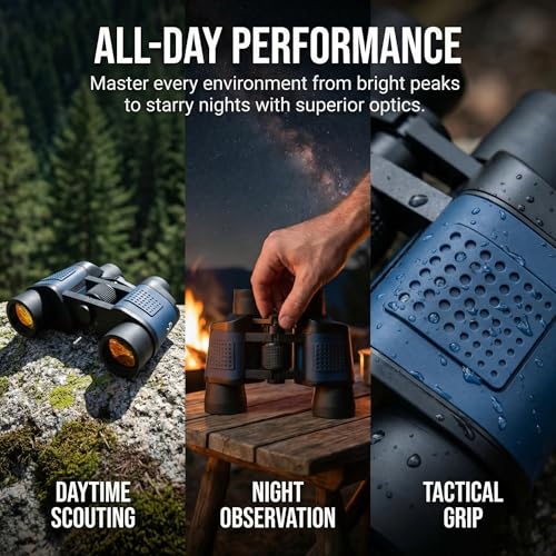Adult Night Vision Binoculars 60x60 1000M Professional Waterproof High-Power Optical Binoculars, Suitable for Stargazing, Bird Watching, Concerts, Football, Sightseeing, Hunting, and Easy to Carry.