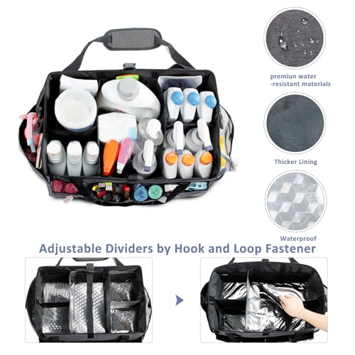 17" Cleaning Caddy for Cleaning Supplies, XL Cleaning Bag for Housekeepers Gray X-Large