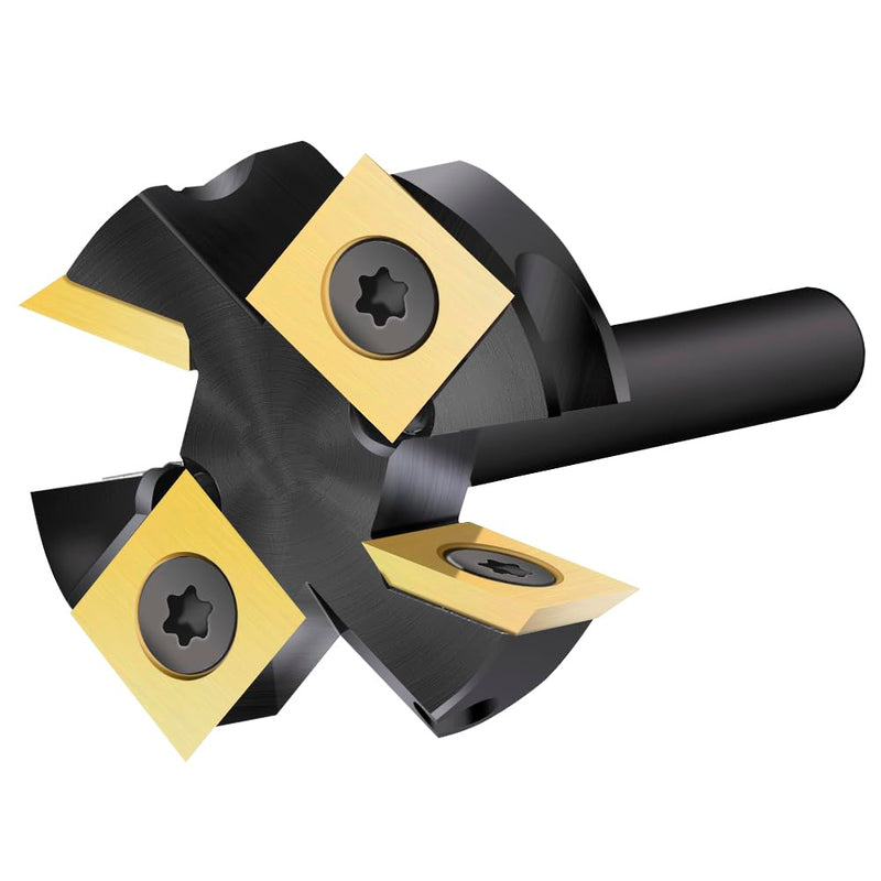 [Australia - AusPower] - BALUGAEA 8mm Shank Face Router Bit - 38.1mm Cutting Diameter - Fitted with 4 Interchangeable TiN Coated Carbide Blades 12x12mm 4Z S=8mm D=38,1mm L=60mm black 