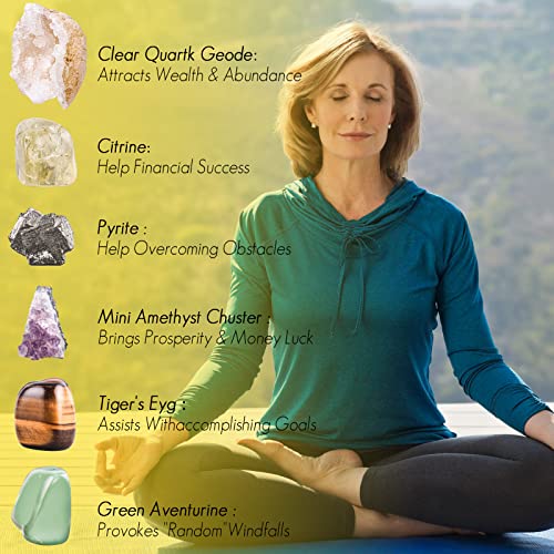 Crystals and Healing Stones Set for Anxiety, Relaxation Spiritual Crystals Gift for Meditation, Manifestation, Zen, Reiki, Fengshui (Abundance) Abundance