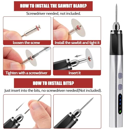 Cordless Engraving Pen, 3-Speed Electric Engraving Tool Kit, 18000 RPM Engraver Pen with 30 Drill Bits, 7 Grinding Accessories & 4 Templates for Wood, Resin & Jewellery