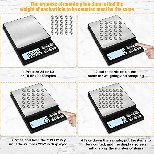 Rechargeable Digital Kitchen Scale, [5kg/0.1g] Diyife Food Scale, High Precision Digital Scale with LCD Display, Tare, PCS Counting, Stainless Steel Platform for Food, Jewelry, Medicine 5kg