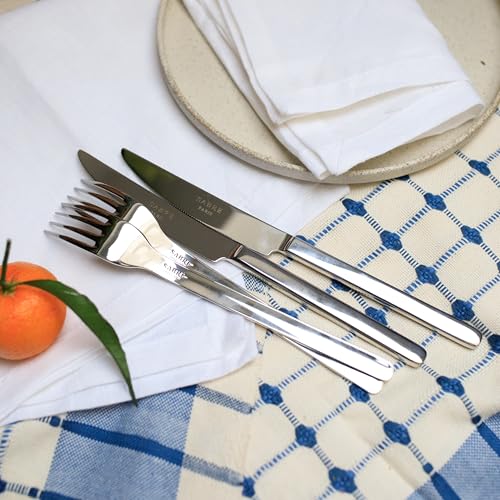 SABRE PARIS - 5-Piece Flatware Set - Loft Collection - Knife, Fork, Soup Spoon, Teaspoon & Dessert Fork - Stainless Steel - Dishwasher Safe - Brilliant Finish 5 Pieces Shiny Finish