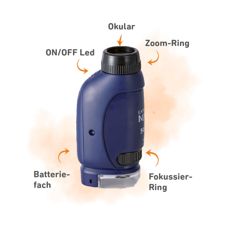 [Australia - AusPower] - moses. Expedition Natur Outdoor Pocket Microscope - Portable Microscope for Children with 50-250x Magnification, LED Light, Compact and Lightweight, Perfect for Outdoor Discoveries 