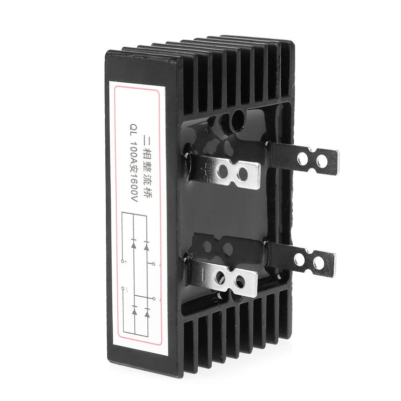 [Australia - AusPower] - 2 Phase Diode Bridge Rectifier 100A 1600V Voltage High Power Bridge Rectifier Full Silicon Diodes Bridge Rectifier Diode Black with Heatsink Good Heat Dissipation 