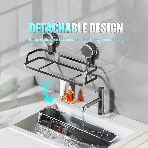 Corner Shower Caddy Suction Cup, Corner Shower Shelves No Drilling, Upgrade Suction Cup Shower Organizer Removable Bathroom Storage Rack Shower Caddy Shelf Organizer Rack (white) white
