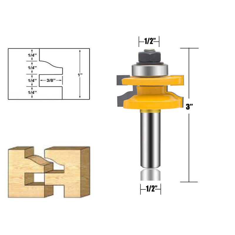 OLETBE Router Bit Set 1/2-Inch Shank, 3 PCS Round Over Raised Panel Ogee Cabinet Door Rail and Stile Router Bits, Woodworking Wood Cutter, Wood Carbide Groove Tongue Milling Tool(Orange) SQ-A