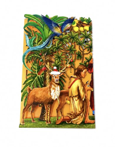 3D Pop Up Nativity Christmas Card – Extra Large Religious Zig Zag Concertina Card with Baby Jesus, Mary, Joseph, Angels & Three Wise Men – Christian Xmas Card with Envelope