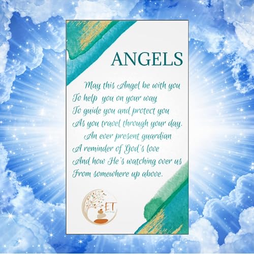 Earth Therapy Original Pocket Guardian Angel with Serenity Prayer Card - Opal Healing Stone Figurine - Bless Yourselves and Your Loved Ones 1.5 inches