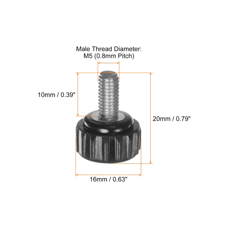 [Australia - AusPower] - 14pcs Knurled Knobs M5 x 10mm Male Thread 16mm Head Grip Plastic Metric Clamping Knobs Handles Thumb Screws with Threaded Stud, Black M5 x 10mm x 16mm 