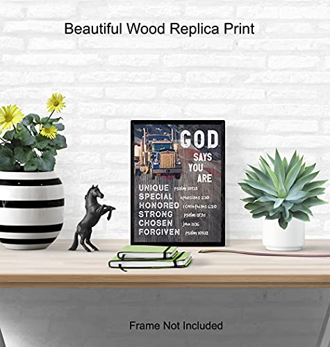 Rustic Patriotic Religious Wall Art - Christian Gifts for Men - God Says You Are Decor - Spiritual Inspirational Quotes - Holy Scripture Bible Verses - Country Wall Decor - Faith Decoration