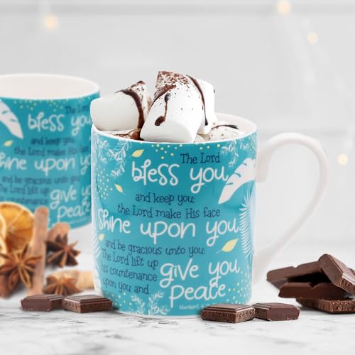 Christian Mug with Gift Box, Bless You (Teal), Bible Verse Numbers 6:24-26