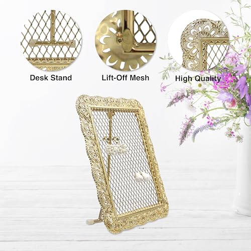 GIFTY Cutout Lace Metallic Jewelry Tower/Earring Holder, Gold