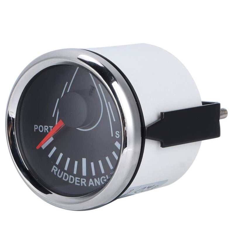 [Australia - AusPower] - Rudder Angle Meter, 52mm Universal Boat Rudder Angle Indicator 0-190ohm with Sensor -32V Backlight Gauge for Yacht Dial Silver Cover Black Dial Silver Cover 